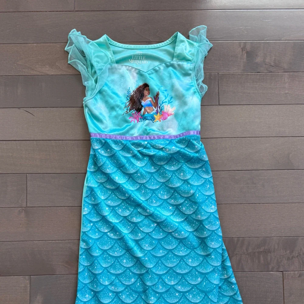 Disney Girls Blue Teal Moana & Mermaid Nightgowns Set - Picture 2 of 3